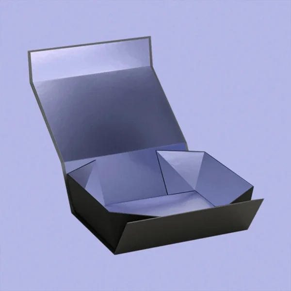 Magnetic closure one-piece rigid box for high-end packaging.