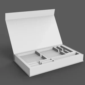 One-piece rigid box for luxury product packaging.