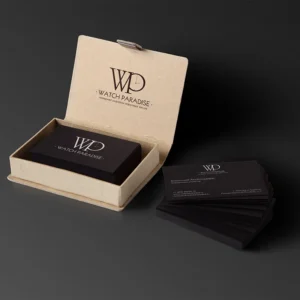 Rigid business card box for premium presentation.