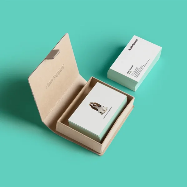 Professional rigid business card box for trade show networking.