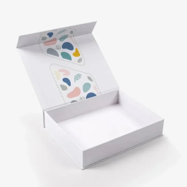 Rigid magnetic gift card box with foam insert.