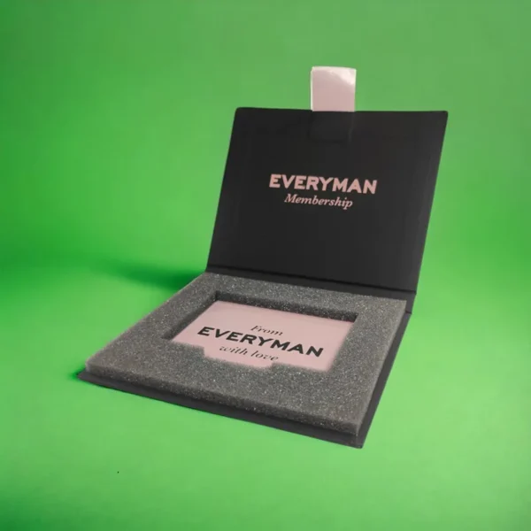 Custom size rigid gift card box for business and holiday gifting.