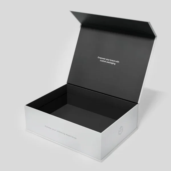 Eco-conscious rigid promotional gift box for corporate use.