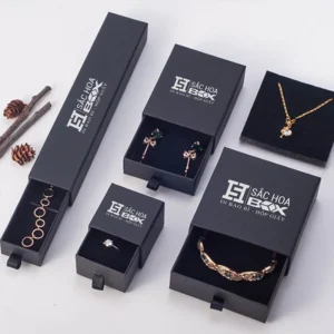 Luxury rigid necklace box for elegant jewelry packaging.