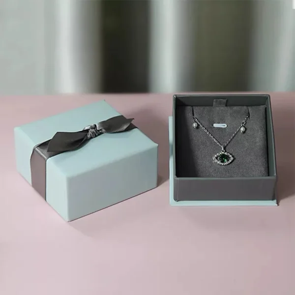 Custom size rigid necklace box for chain and pendant display.