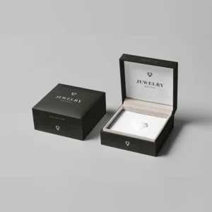 Luxury rigid ring box for engagement or wedding rings.