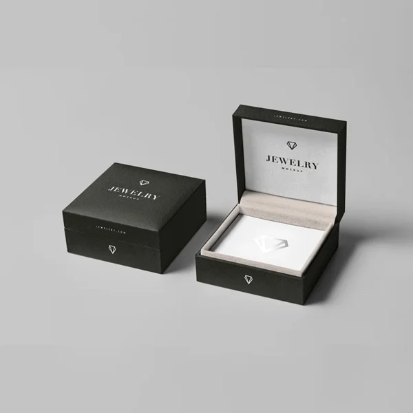 Luxury rigid ring box for engagement or wedding rings.
