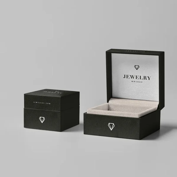 Eco-conscious rigid ring packaging for sustainable jewelry.