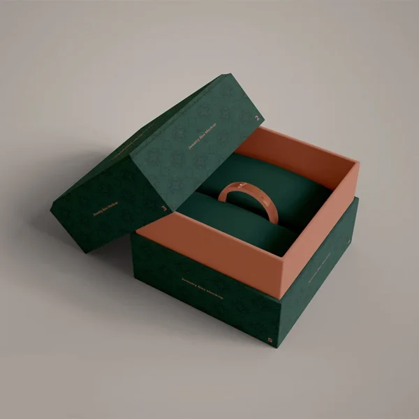 Custom size rigid ring box in luxury textured finish.
