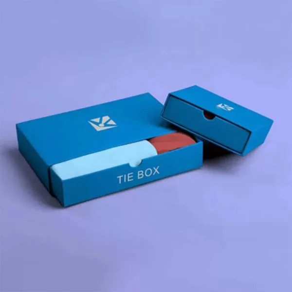 Luxury rigid tie box for elegant silk tie packaging.