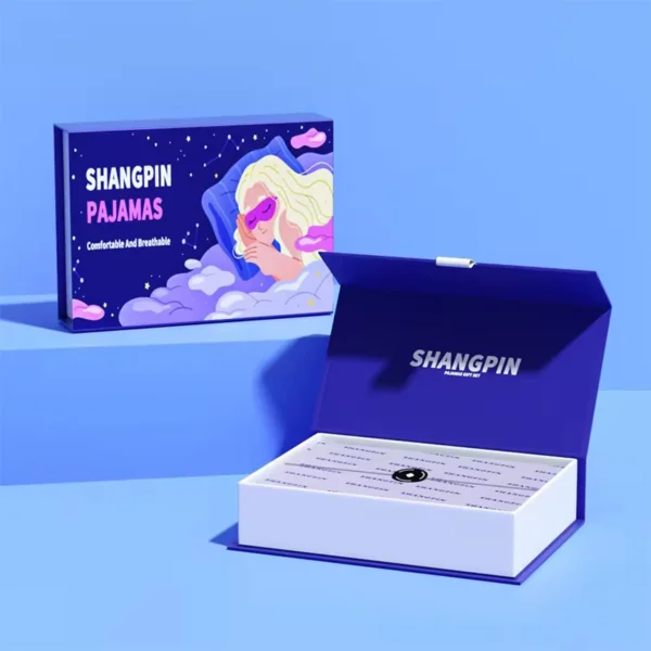 Luxury rigid box for pajamas and sleepwear packaging.