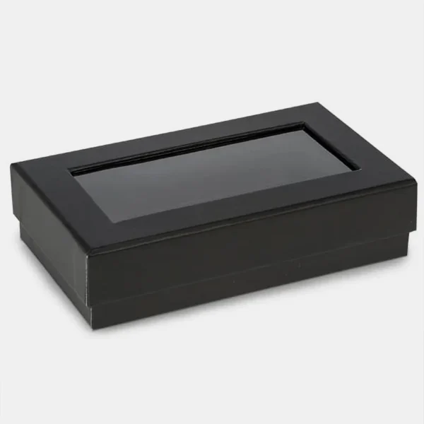 Rigid window box for gourmet treats and retail packaging.