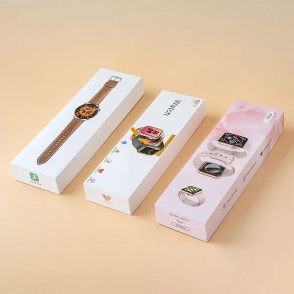 Custom printed rigid box for luxury watch with logo.