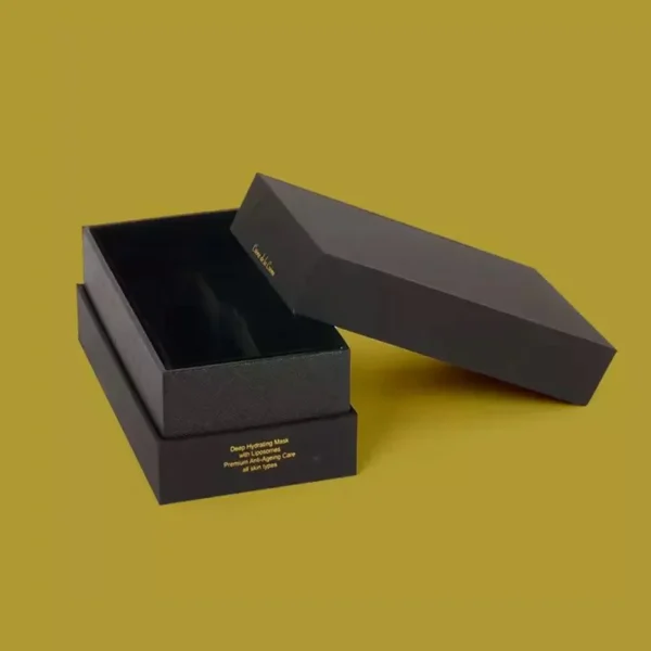 Rigid neck and shoulder packaging boxes with customizable sizes.