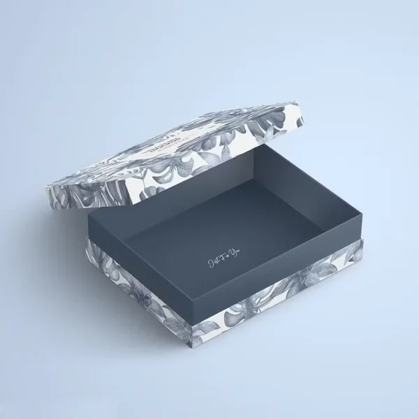 Custom neck and shoulder rigid boxes designed for luxury packaging.