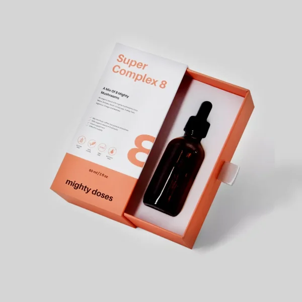 Custom printed rigid tincture box with branding options.