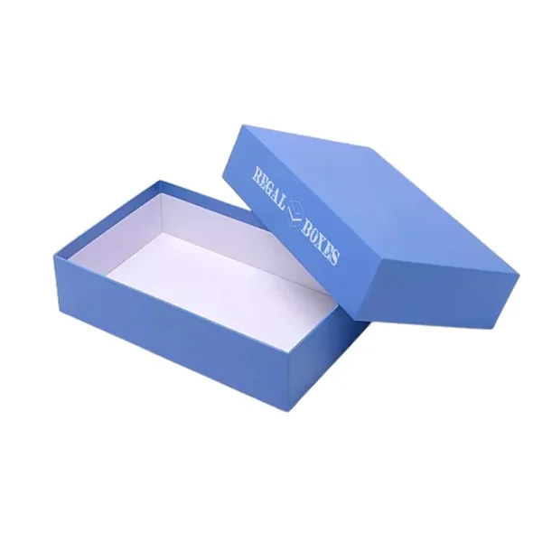 Sturdy two-piece rigid box for cosmetics or tech products.