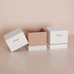 Small cube rigid box for candles or jewelry packaging.