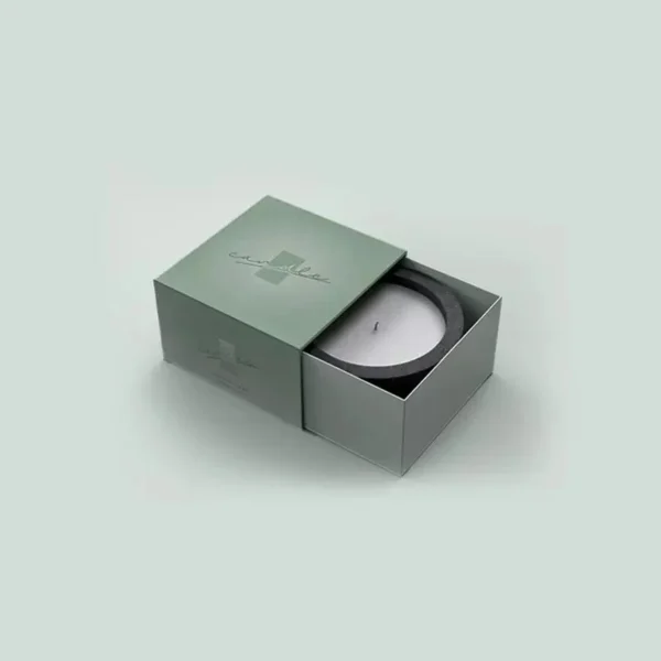 Durable small cube rigid packaging box for retail display.